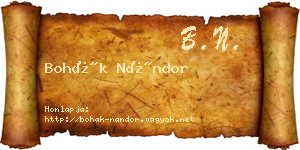 Bohák Nándor névjegykártya