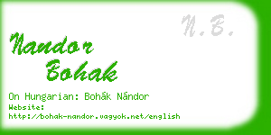 nandor bohak business card